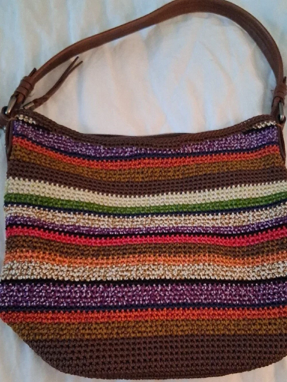The Sak Multicolor Striped Crochet Shoulder Bag - Brown Trim - Picture 4 of 6
